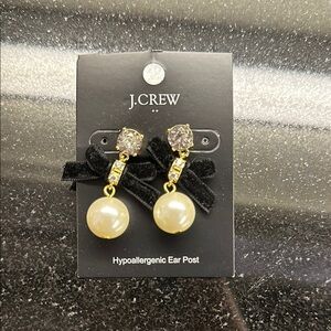 J. Crew Gold and Black Pearl Drop Earrings